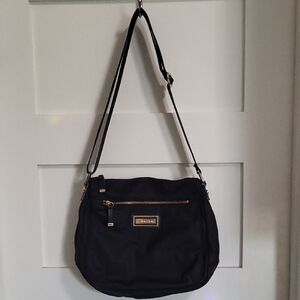 Calvin Klein Black Nylon Crossbody Bag with Gold Accents